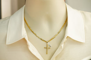 10k Cuban Diamond Link Chain with Cross Pendant