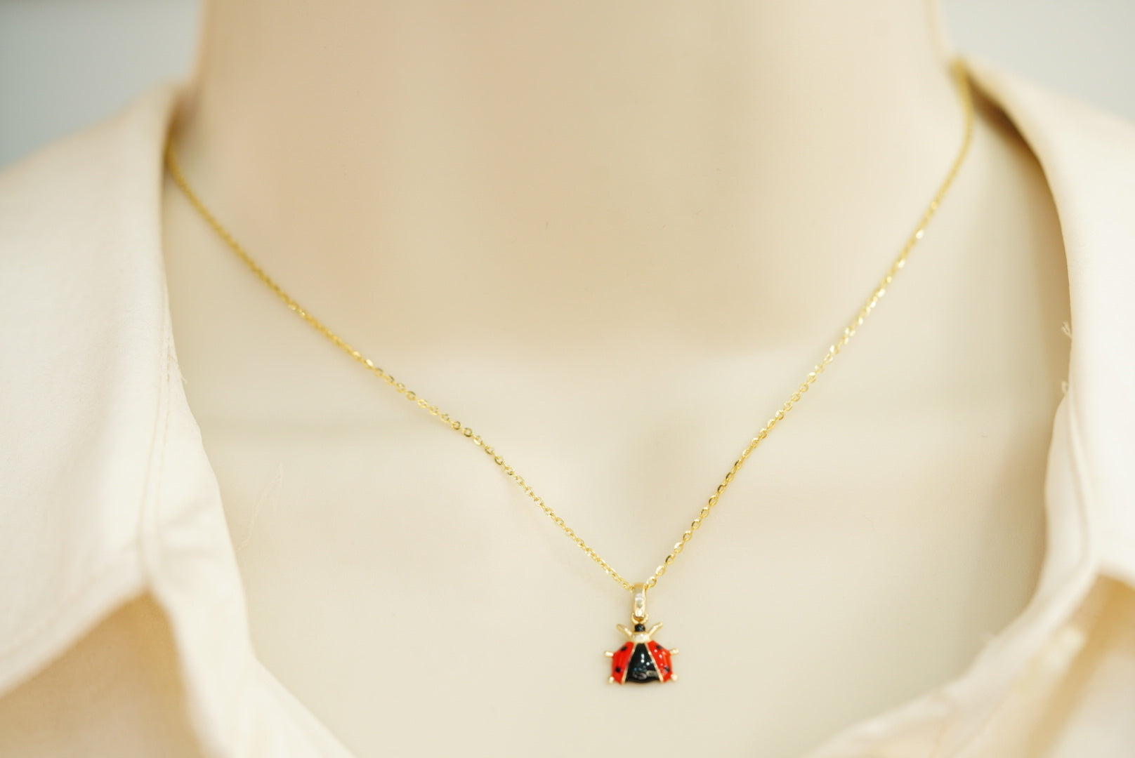14k Ladybug Earrings & Necklace Set