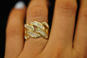 14k Crystal Cuban Link Ring