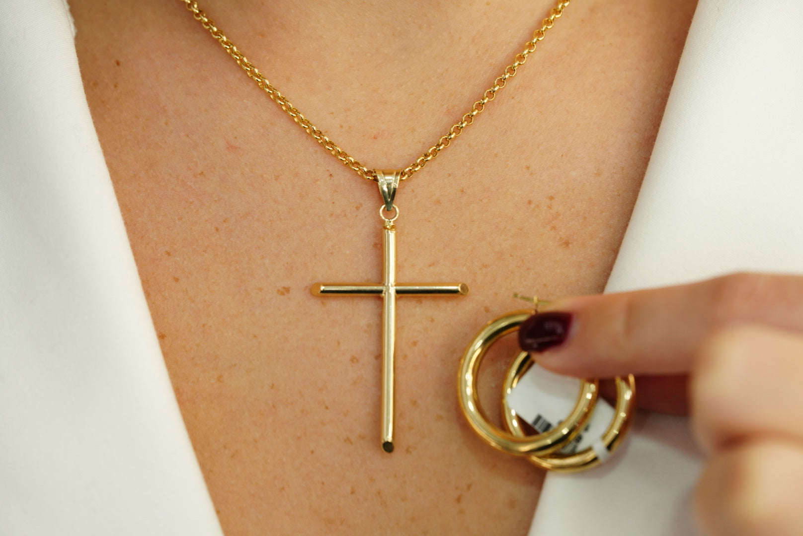 10k Cross Necklace and FREE Earring