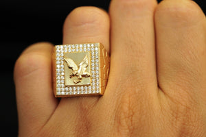 14k Eagle Crystals Ring