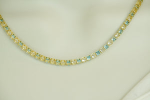 14k Crystals Blue or Pink Necklace