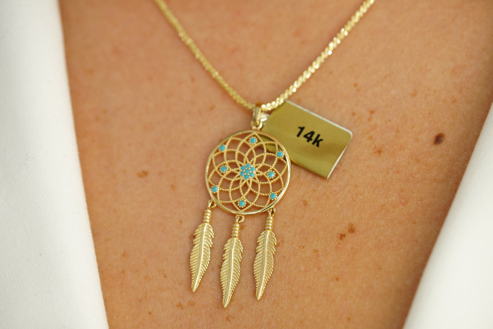 14k Dream Catcher Necklace and FREE Earring