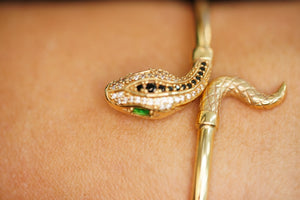14k Snake Head and Tale Bangle Bracelet