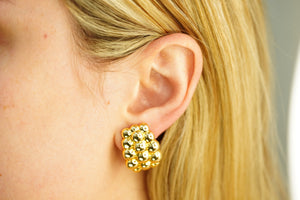 14k Honeycomb Clip Earrings