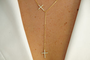 14k Cross Necklace and FREE Earring