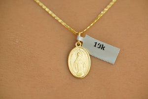 18k Abstract Chain with Virgen Milagrosa Pendant