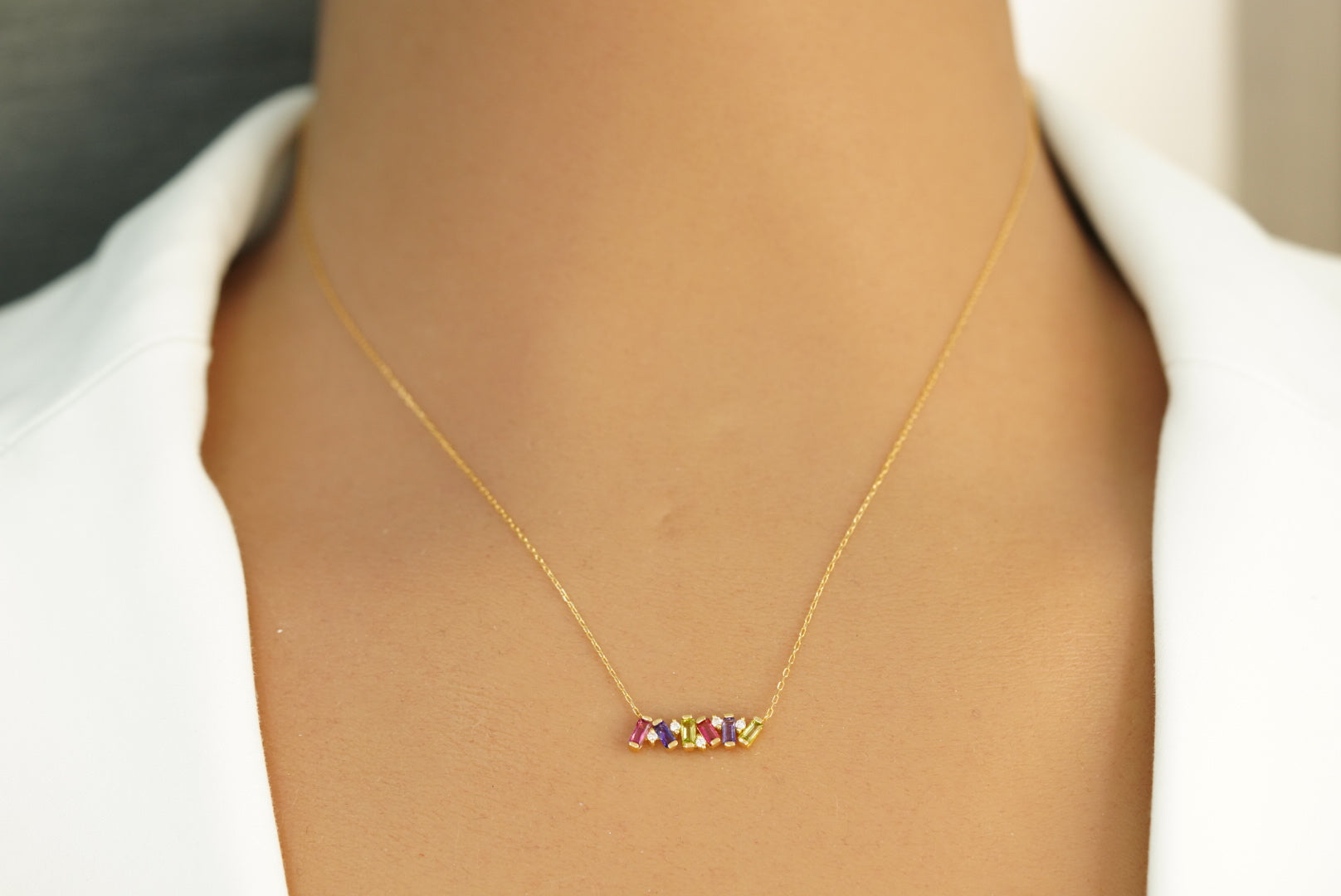 14k Color Crystals Necklace