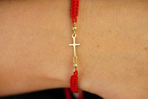 14k Cross Adjustable Bracelet