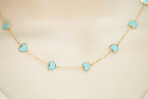 14k Light Blue Hearts Necklace