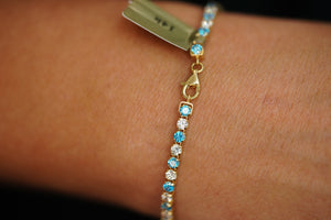 14k Blue or Pink Crystal Bracelet