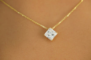14k Crystal Square Necklace