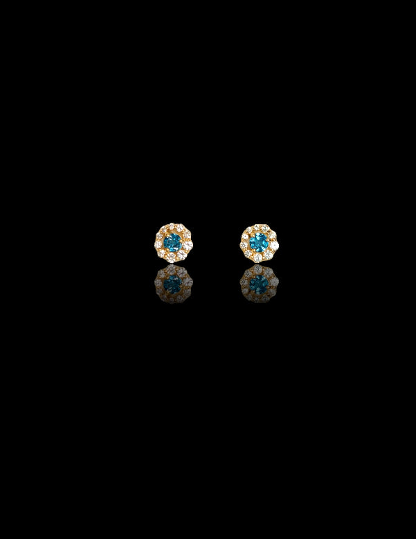 14k Crystal Flowers Earrings