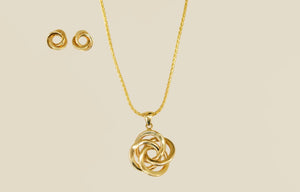 14k Knotted Earrings & Necklace Set