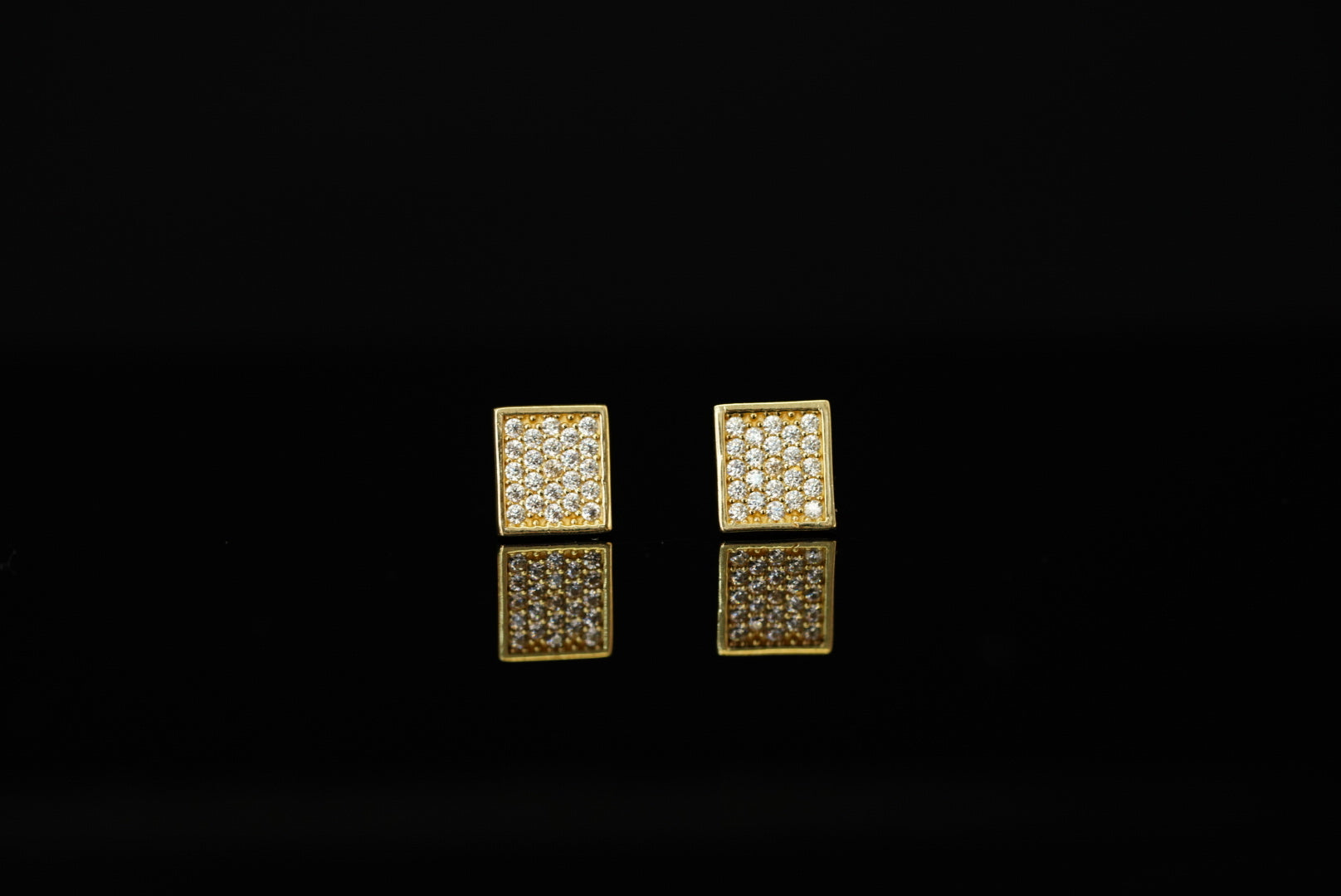 14k Square with Crystals Earring
