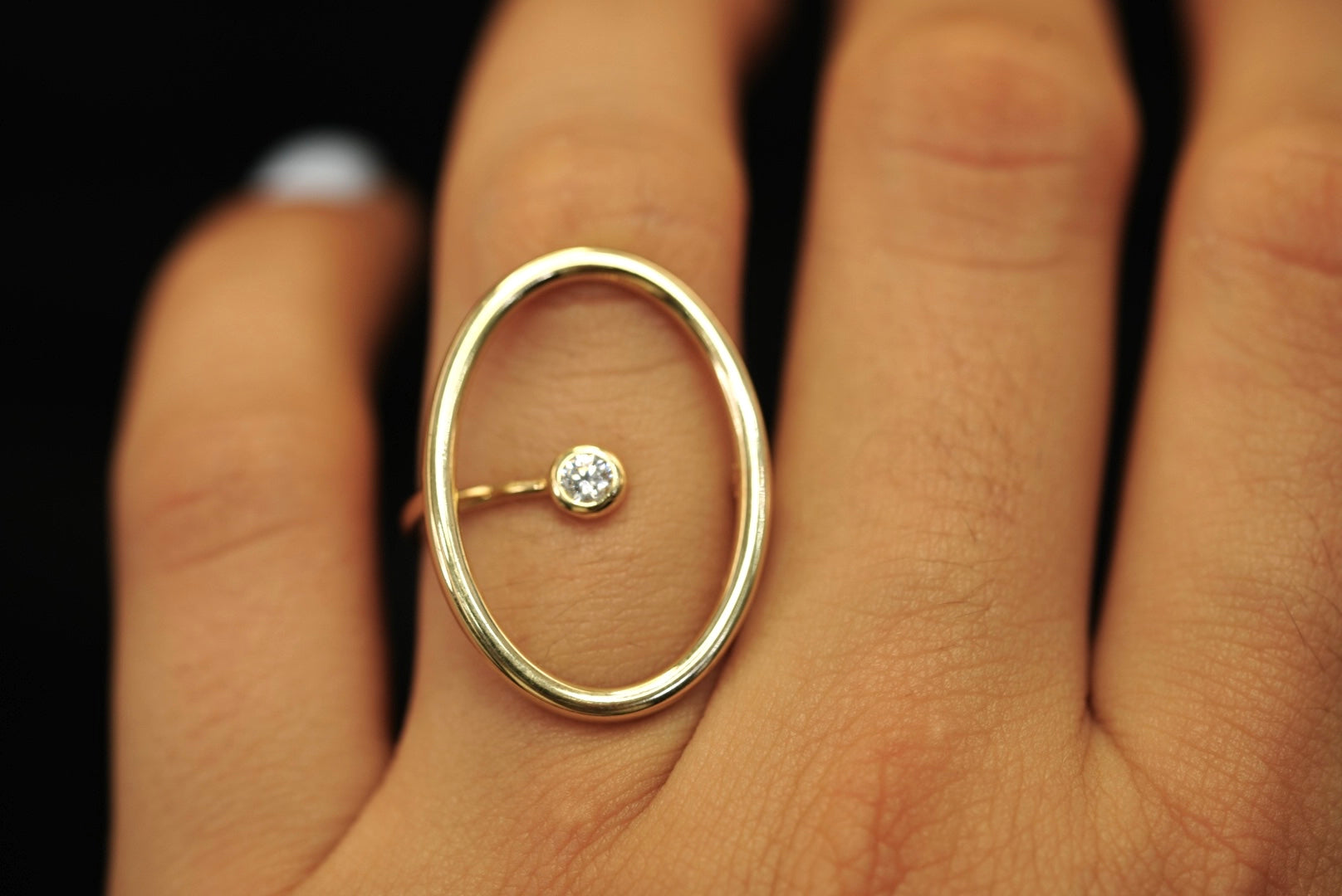 14k Oval Crystal Ring