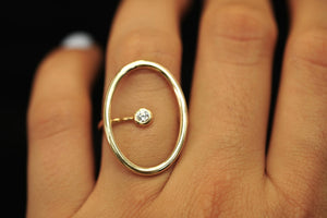 14k Oval Crystal Ring