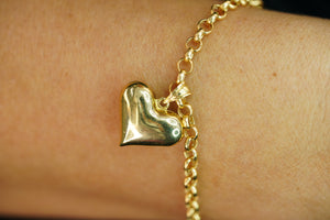 14k Rolo Heart Bracelet