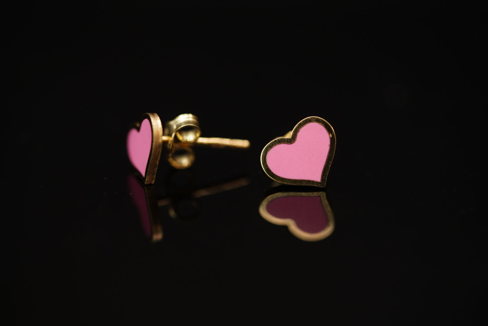 14k Pink Heart Stud Earring