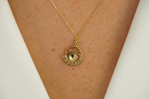 14k Eye Crystal Necklace and FREE Earring