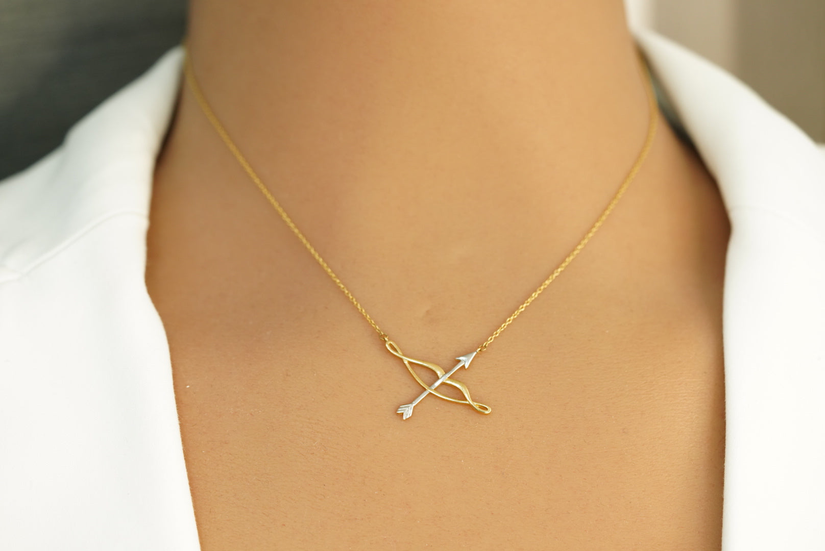 14k Bow and Arrow Necklace