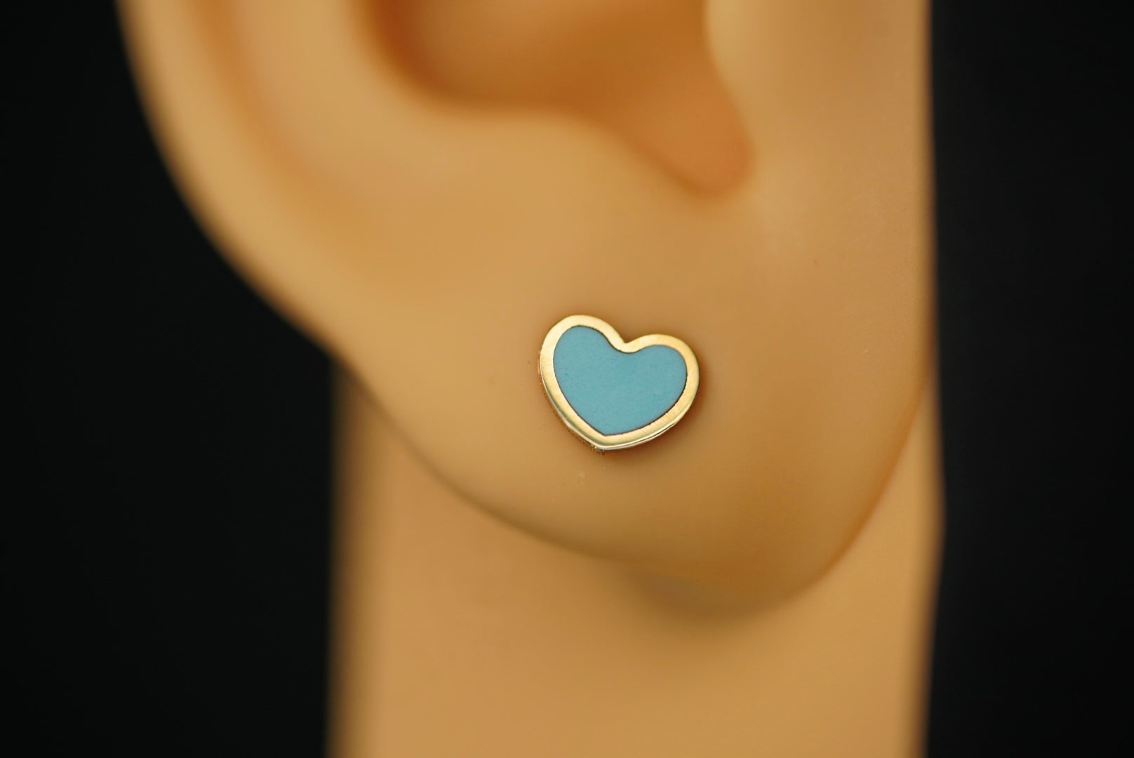 14k Mini Blue Heart Stud Earring