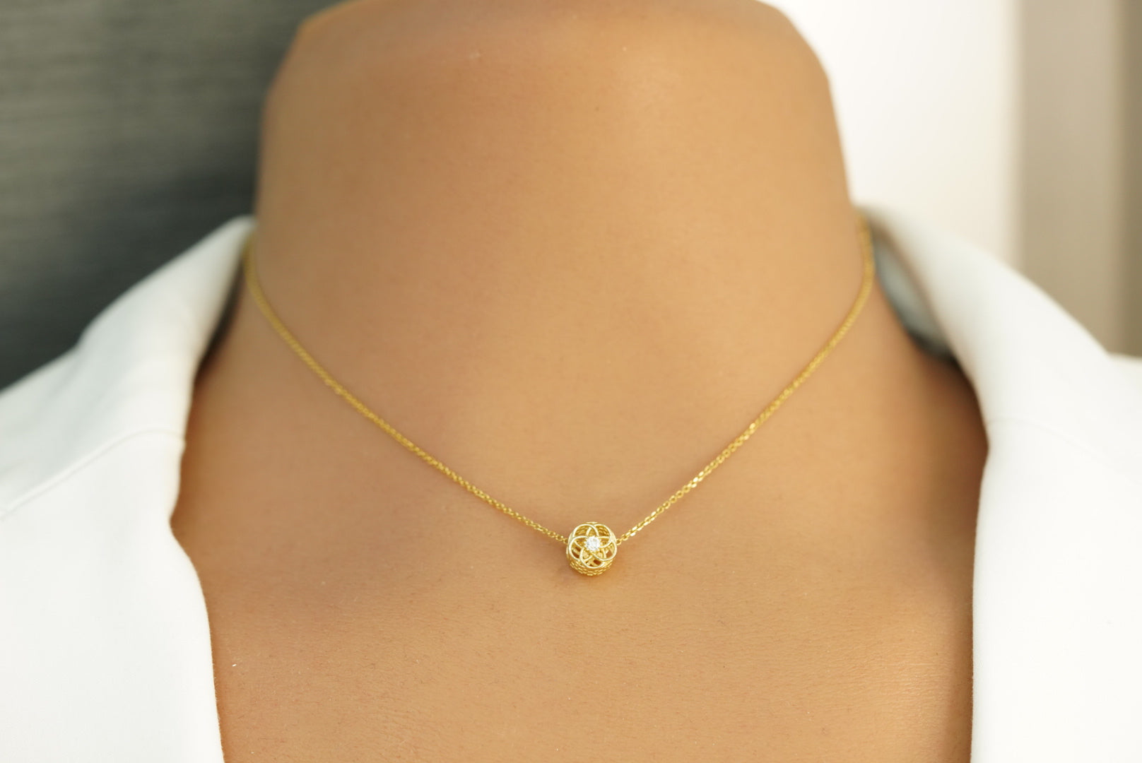 14k Crystal Star Necklace