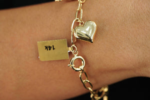 14k Heart and Key Bracelet