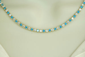 14k Crystals Blue or Pink Necklace