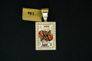 14k DNA Chain with King Card Pendat