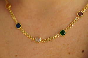 14k Color Stones Necklace, Bracelet and FREE Earring
