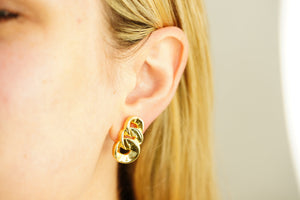 14k Three Circles Clip Earrings