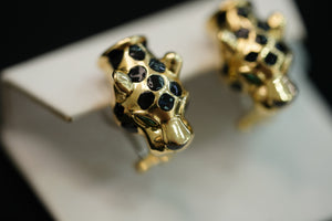 10k Panther with Black Spots Earring