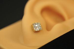 14k Diamond Squared Earring