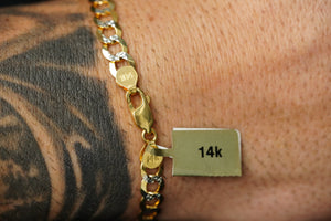 14k White and Gold Diamond Cut Bracelet