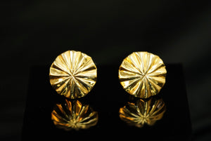 14k Lined Circle Clip Earrings
