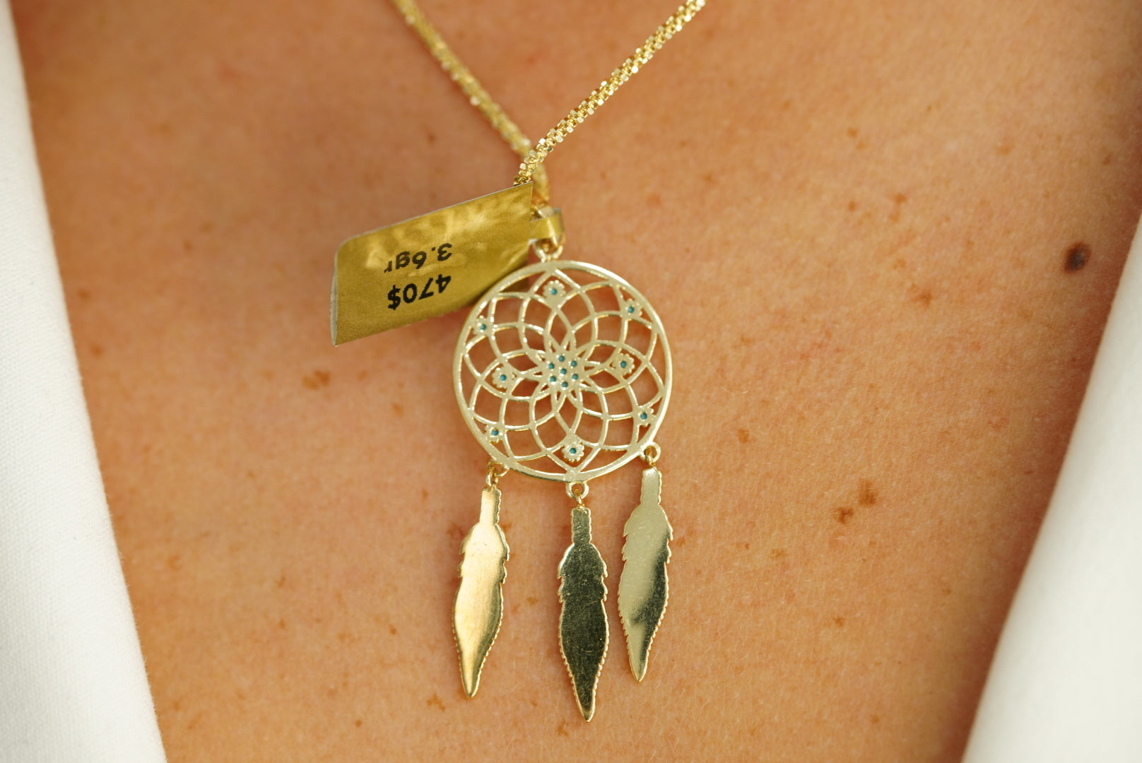 14k Dream Catcher Necklace and FREE Earring