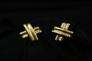14k/10k X with Double Lines Earring