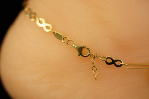 14k Infinity Hearts Anklet