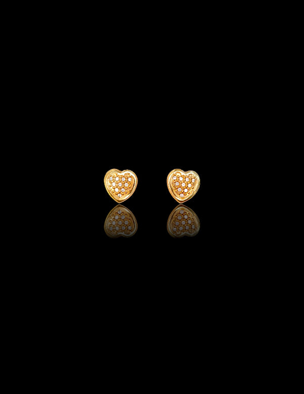 14k Heart Filled with Crystals Earring