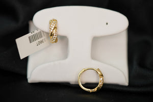 14k Gold mix with Crystals Huggies