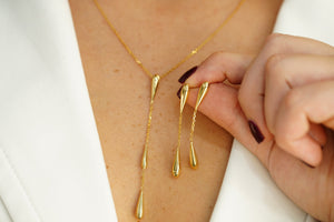 14k Drop Necklace and FREE Earring