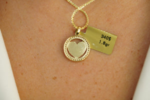 14k Circle Heart Necklace and FREE Earring