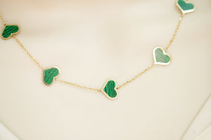 14k Green Hearts Necklace