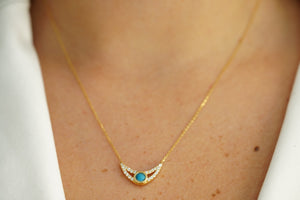 14k Moon Crystals Necklace and FREE Earring