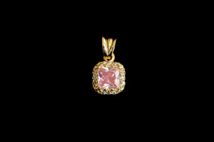 14k Set or Single Square Light Pink Earring, Chain and Pendant