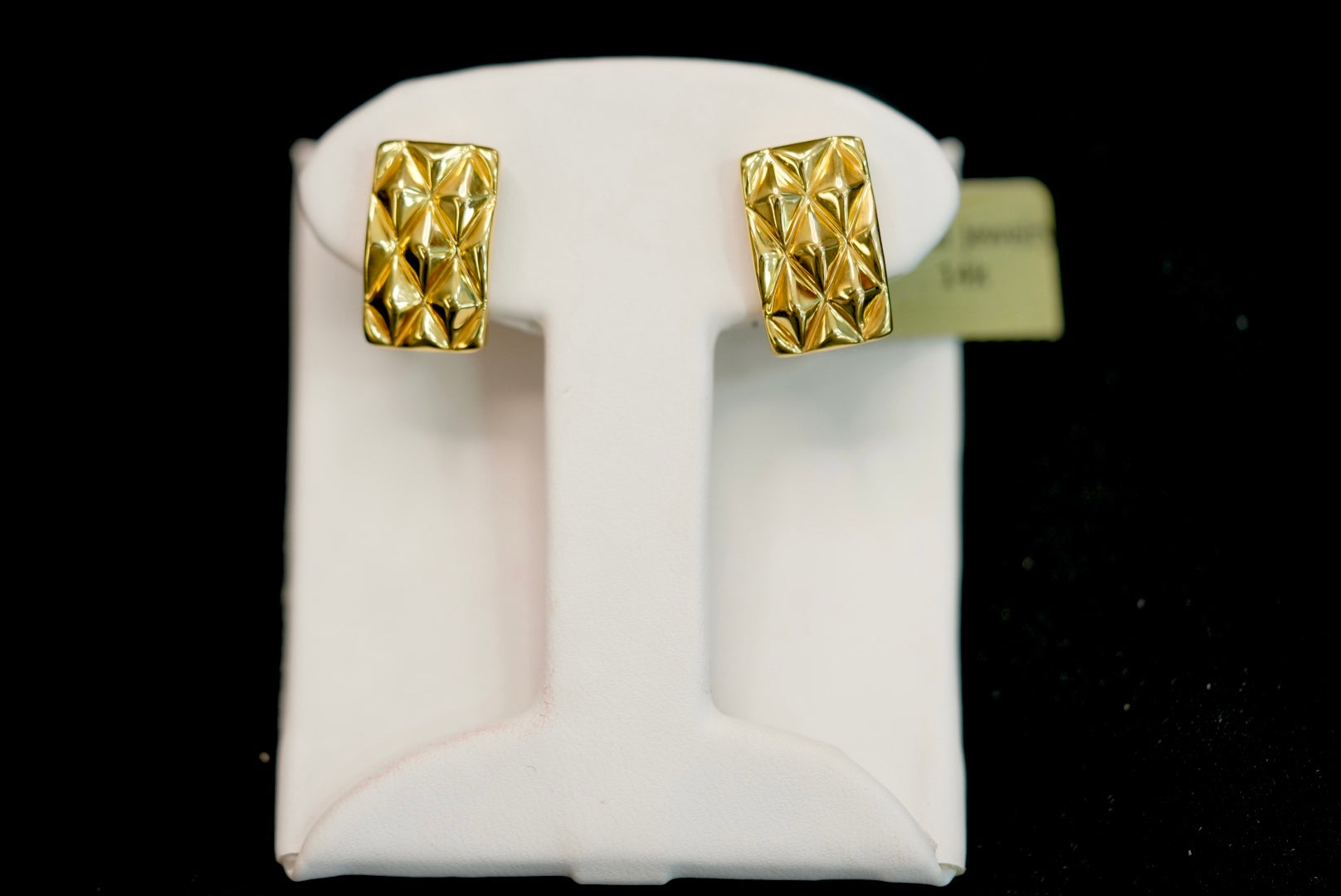 14k Rectangle with Diamond Gold Earring
