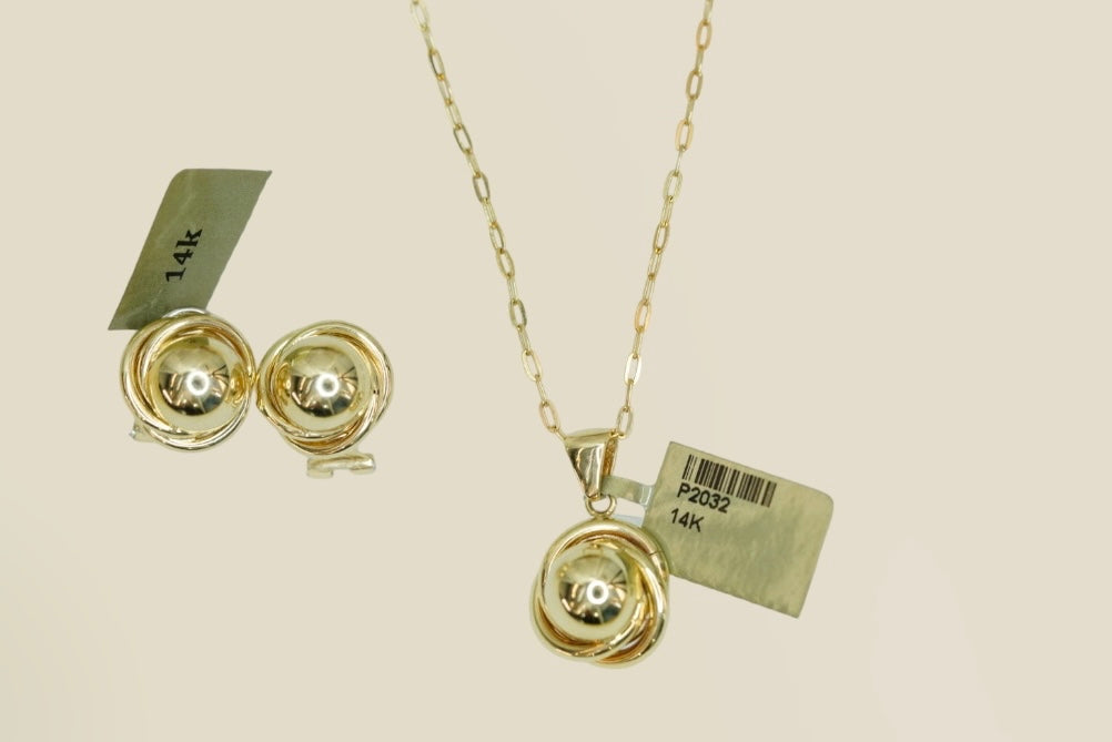 14k Ball Set Necklace and Earrings