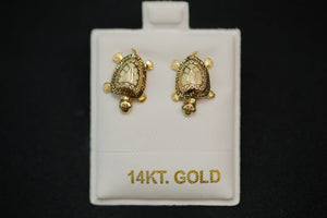 14k Turtle Zircoin Stud Earrings