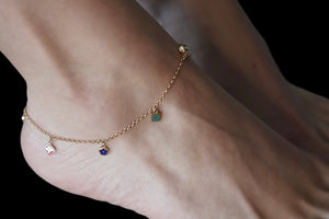 14k Colorful Charms Anklet